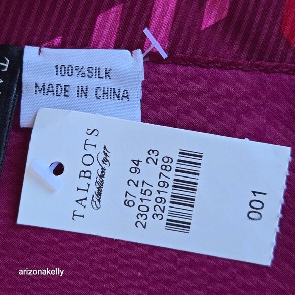 NWT Talbots Silk Houndstooth Pink Purple Square Scarf - Picture 2 of 5